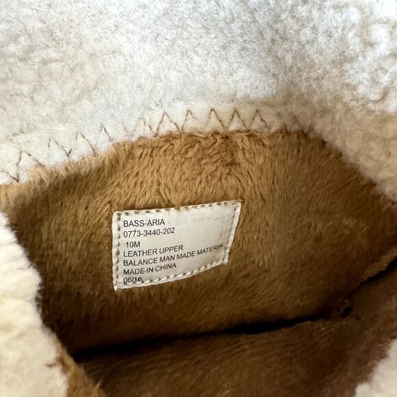 Bass Aria Womens Suede Leather Boots Booties Faux Shearling Tan 10 - Picture 11 of 12